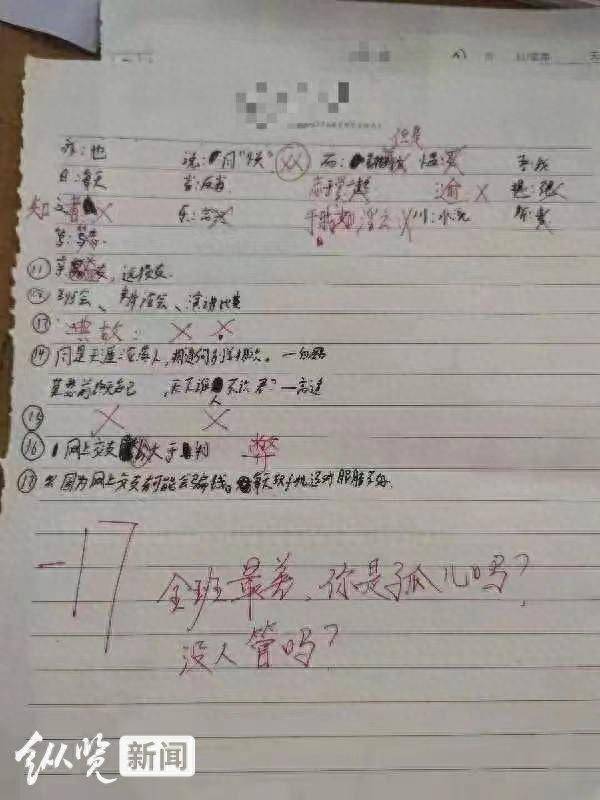 如何看待湖北老师批改作业时写下评语“你是孤儿吗？”